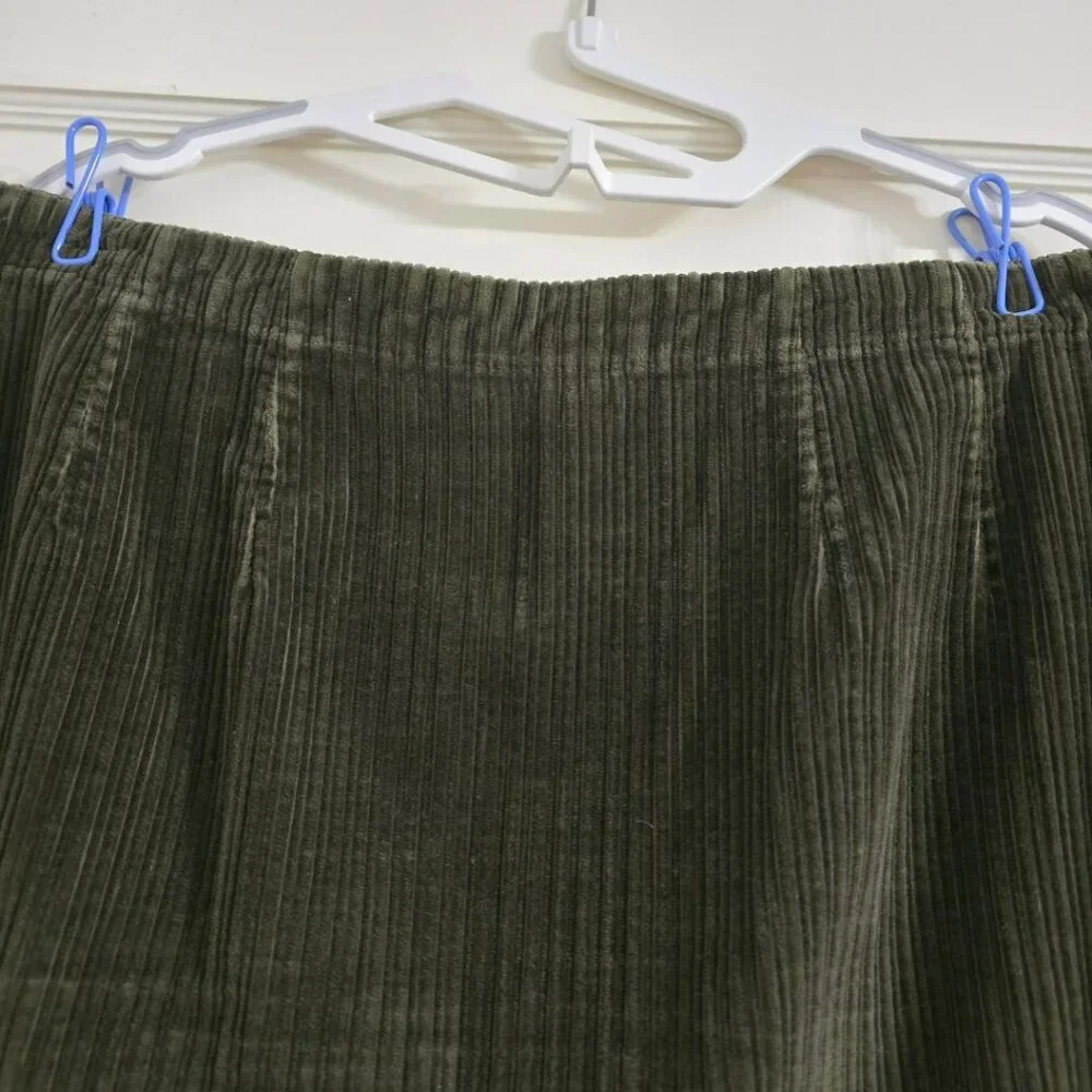 16 Vintage 80s L.L. Bean Olive Corduroy Maxi Wrap Skirt Boho